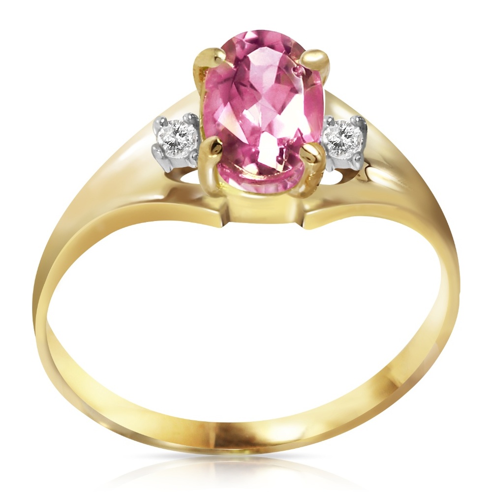 14K. SOLID GOLD RINGS WITH DIAMONDS & PINK TOPAZ - Picture 1 of 4